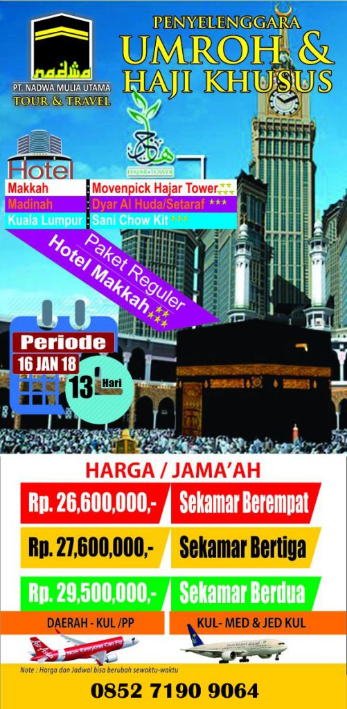 Paket Umroh Nadwatour Reguler Januari 2018