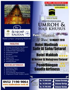 Umroh Reguler Nadwa Tour Maret 2018